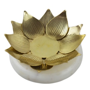 Porte-bougie Lotus avec base en marbre, thème argenté, design créatif pour salon, table à manger, décoration de bougies, porte-bougies - Product Image 5