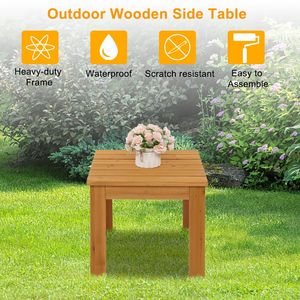 Tavolino Quadrato in Legno Naturale per Patio, Caffè e Bistrot, Adatto per Interni ed Esterni - Product Image 2