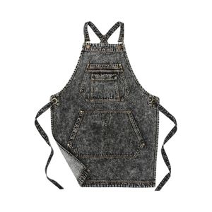 Custom Logo High Quality Large Pocket Woven Leather Reusable Soft Daily Fashion Washed <b>Denim</b> Kitchen Workwear Bib <b>Apron</b> - Product Image 3