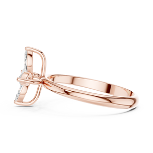 Bague de fiançailles en or rose avec diamant moissanite taille marquise motif floral pour femme, bague minimaliste fleurie pour mariage, anniversaire ou promesse - Product Image 5