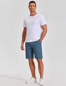 Men's Premium Woven Solid <b>Mid</b> Waist Moisture-Wicking Chino Shorts Casual Summer Wear Stretch Smart Custom Logo Front Button - Product Image 5