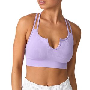 Soutien-gorge de sport sans couture pour femme, dos à bretelles, côtelé, pour gym, yoga, fitness, entraînement, vêtements de sport, logo personnalisé, fournisseur OEM en gros - Product Image 3