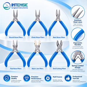 Wholesale Blue Handle Jewelry Making <b>Pliers</b> <b>Set</b> Professional Wire Bending Cutting and Craft Tools - Product Image 3
