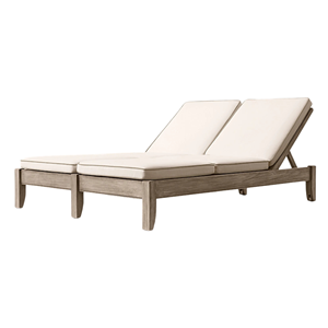 Chaise longue double pliable d'extérieur en teck massif de qualité supérieure, pour patio, jardin, piscine, personnalisable - Product Image 1