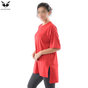 Camiseta Larga Modest para Mujer, Color Rojo, Estilo Casual Holgado, Transpirable, de Algodón, Moda Musulmana, Uso Diario, Estilo Túnica - Product Image 4