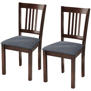 Set di 2 Sedie da Pranzo in Lino Grigio Espresso, Sedie da Cucina con Gambe in Legno di Gomma Rimovibili per Soggiorno e Sala da Pranzo - Product Image 1