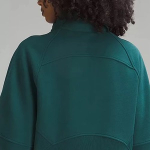 Sudadera deportiva para mujer con media cremallera, forro polar, cuello simulado, corte holgado - Product Image 4