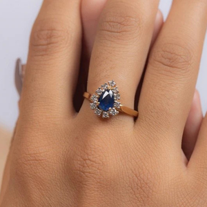 18K Gold Rhodium Plated Sapphire and Diamond Engagement Ring with Tanzanite and Peridot Accents Prong Setting - Product Image 1