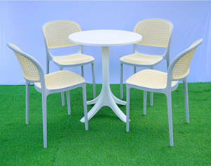 Grey High-End Modern <b>Wicker</b>-Imitation Molded Plastic <b>Chair</b> Waterproof & Durable Comfortable <b>Outdoor</b> Garden Use - Product Image 1