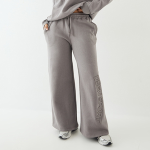 Pantalones deportivos anchos de color gris sólido para mujer, joggers personalizados de poliéster y algodón, joggers holgados de calidad premium OEM para mujer - Product Image 3