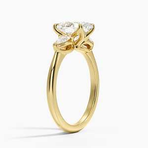 Fleur Three Stone Moissanite Engagement <b>Ring</b> 925 Silver 14K Gold Plated Prong Setting GRA Certified - Product Image 2