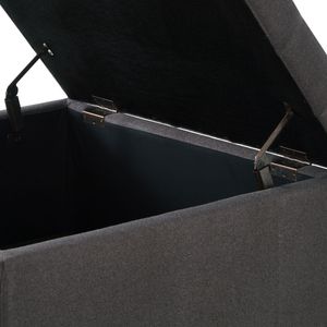 Tavolino da Caffè Grigio Scuro Imbottito con Bottoni e Finiture a Chiodi, Grande Pouf Quadrato con Vano Contenitore e Gambe in Legno per Soggiorno - Product Image 6