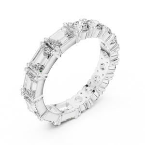 Anillo de Eternidad Completo con Diamantes Cultivados en Laboratorio, Corte Esmeralda Alternante, 0.99 CTW, Plata Fina, Alto Brillo, Regalo de Boda, Anillo Unisex - Product Image 3
