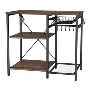 Scaffale da Cucina da 35,4 Pollici con Barra di Supporto a X e 5 Ganci a S, Scaffale Multiuso per Stoccaggio e Drenaggio - Product Image 1