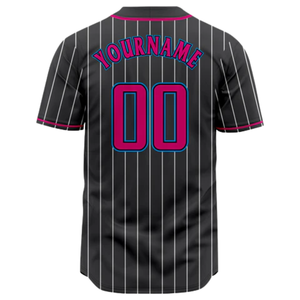 Maillot de baseball noir à fines rayures, manches courtes, boutonné, uniforme d'équipe personnalisé, respirant, en polyester, chemise de sport - Product Image 3