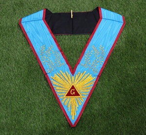 Hand Embroidered Masonic Grand Officer <b>Collar</b> with Gold Bullion Embroidery | Freemason Regalia - Product Image 2