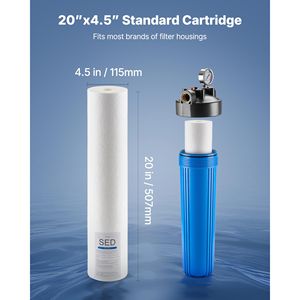 Cartuccia di Ricambio per Filtro Acqua a 3 Stadi per Tutta la Casa, 4.5'' x 20'', Filtro Sedimenti in Polipropilene per Impianti Idrici Domestici - Product Image 4
