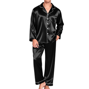 Ensemble de pyjama en satin à manches longues pour hommes, produit très vendu, pyjama long pour hommes, prix avantageux - Product Image 1