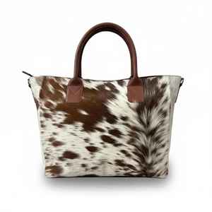 Sac fourre-tout en cuir véritable OEM avec poils, pour femme, en cuir de vachette de luxe, avec broderie et fermeture éclair, portable LHTB-0116 - Product Image 1