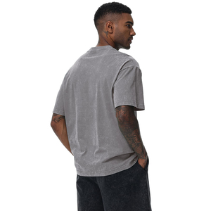 Streetwear <b>Grey</b> Color Men Acid Wash Polyester/Cotton Quick Dry Eco-Friendly <b>T</b>-<b>shirts</b> Wholesale Low Price Factory Made - Product Image 2