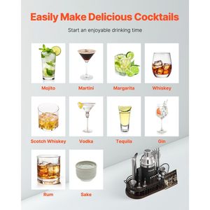 Juego de Coctelería de Acero Inoxidable de 23 Piezas, Herramientas de Bar con Soporte de Bambú, Kit de Bartender para Martini, Accesorios que Incluyen Cuchara Mezcladora - Product Image 4