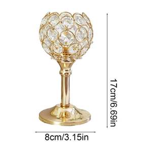 Candelabro de Cristal Dorado con Base de Latón de 17 cm, Decoración para el Hogar - Product Image 6