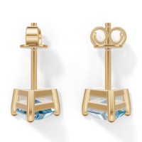 Boucles d'oreilles clous en argent sterling plaqué jaune avec topaze bleue suisse taille triligne, bijoux classiques pour femme 1,5g Heerani Jewels