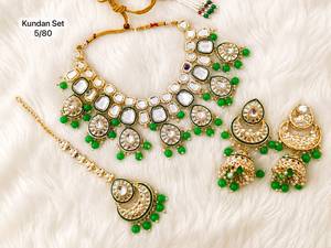 Handcrafted Antique Gold Finish Kundan Choker <b>Set</b> Pearl & Maroon Gemstone Bead Droplets Bridal Necklace <b>Set</b> for Women - Product Image 1