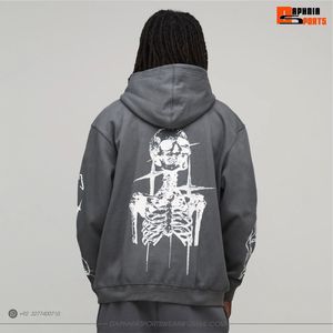 Sudadera con Capucha Extra Grande para Hombre, Color Gris, Diseño Estampado, Estilo Urbano, Algodón French Terry, Corte Regular, Bolsillo Frontal con Logotipo, Ropa de Otoño - Product Image 2