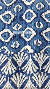 <b>Handmade</b> Indian Floral Kantha <b>Quilt</b> 100% Cotton Block Printed Indigo Blue Kantha <b>Quilt</b> Indigo Blue Cotton Kantha <b>Quilt</b> Indian - Product Image 5