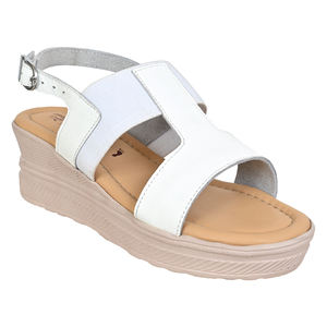 Sandales élégantes pour femmes en cuir blanc avec sangle élastique, plateforme, légères, amortissantes, antidérapantes, pour un usage quotidien au printemps - Product Image 2