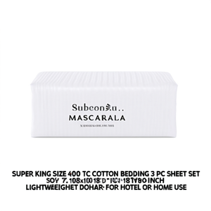 Super King Size 400 TC Cotton <b>Bedding</b> 3 Pc Sheet <b>Set</b> 108x108 Inch Soft Lightweight Dohar for Hotel or Home Use - Product Image 2