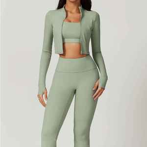 Solid Color Activewear Yoga Set Halter Sports Bra Soft <b>Seamless</b> <b>Leggings</b> Women Workout Sets Gym Fitness Sets - Product Image 1