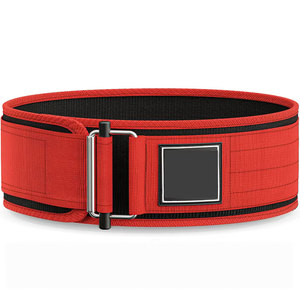 Cinturón de levantamiento de pesas ajustable rojo con cierre de hebilla, soporte transpirable para la cintura, para entrenamiento de fuerza, uso unisex en el gimnasio - Product Image 1