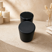 Pot à bougie en verre givré noir 200 ml, décoratif, pour bougie, porte-bougie, pour table de chevet d'hôtel, pot vide, gobelet à bougie, sérigraphié