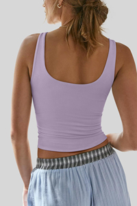 Débardeur basique côtelé pour femme, sans manches, à bretelles, double doublure, col en V, tendance, décontracté, pour le sport et les sorties - Product Image 2