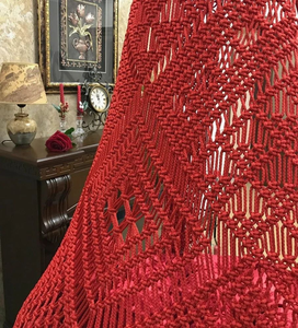72" Red Royal Elegant Macramé Boho Rope <b>Swing</b> Chair <b>for</b> Outdoor Garden Patio Courtyard-Hanging Chair <b>for</b> Outdoor Furniture - Product Image 5