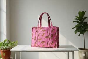 Green <b>Vintage</b> Canvas <b>Tote</b> <b>Bag</b> with Solid Color Pattern Lightweight Quilted Open Top Design for Shopping From Rajasthan - Product Image 3