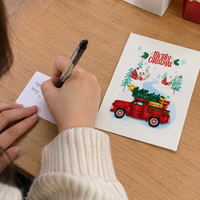Kartu Quilling Grosir Desain Truk Natal Membawa Pohon Pinus Kartu Kertas Natal Noel Kustom Kartu Ucapan Mewah Buatan Tangan