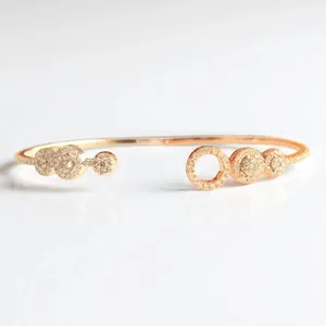 0.95ct Natural Diamond Cuff Bracelet 14K Gold Pave <b>Cluster</b> Stackable Jewelry - Product Image 2