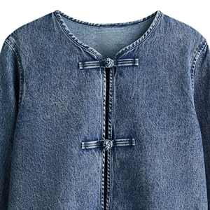 Chaqueta Vaquera de Moda para Mujer, Manga Larga, Cierre de Botones, Corte Casual, Ligera, para Primavera, Otoño y Uso Diario - Product Image 3