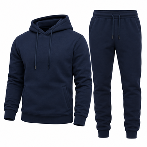 Ensemble sweat à capuche et pantalon de jogging pour homme, ensemble de survêtement uni 2 pièces, vêtements de sport décontractés, ensemble de survêtement assorti, vente en gros - Product Image 2