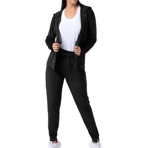 High Quality Custom Women's Sweatsuit <b>Zip</b>-Up <b>Hooded</b> Jogging Pant Training Suit with Solid Style Cheap Logo High Quality 2026 - Product Image 3