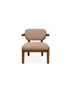 Fauteuil moderne en bois massif avec siège rembourré et dossier incurvé, chaise de salle à manger de style mid-century pour restaurant et mobilier d'hôtel - Product Image 1