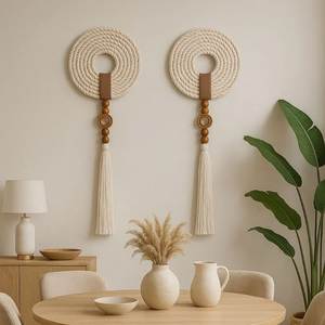 Decoración de Pared con Borlas de Cuentas de Madera Ecológicas Modernas, Adorno Colgante de Perlas de Madera Natural Hecho a Mano, Ligero, Estilo Rústico - Product Image 1
