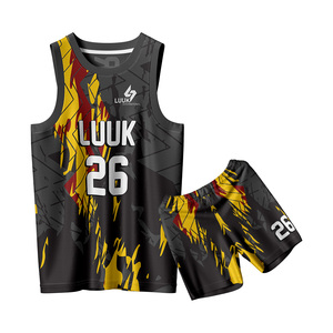 Ensemble de maillot et short de basketball sublimé sans manches, anti-transpiration, impression personnalisée, unisexe, pour adulte, tenue de sport - Product Image 1