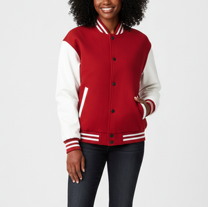 เสื้อแจ็คเก็ตเบสบอลคุณภาพพรีเมียม ปักโลโก้ทีมตามสั่ง เสื้อแจ็คเก็ตวิทยาลัย ขายส่ง สีตามสั่ง แบบโอเวอร์ไซส์ ตกแต่งหมุด ผ้าฝ้าย - Product Image 1