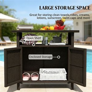 Armario de Almacenamiento Exterior Color Café Oscuro con Toallero Integrado - Product Image 4