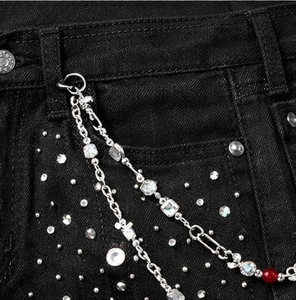 Shorts en jean pour homme ornés de diamants 2026 – Shorts en jean de luxe de créateur, mode streetwear - Product Image 6