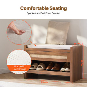 DreamCraft Vietnam 30.9 Inches Rattan Woven <b>Bench</b> for Living Room Bedroom & <b>Entryway</b> Furniture - Product Image 3